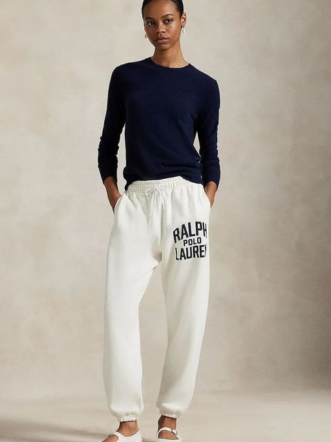 Polo Ralph Lauren spodnie dresowe damskie kolor biały z nadrukiem 211971758