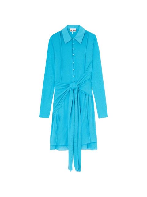 GANNI tie-detail buttoned midi dress - Blue - zdjęcie produktu nr 1