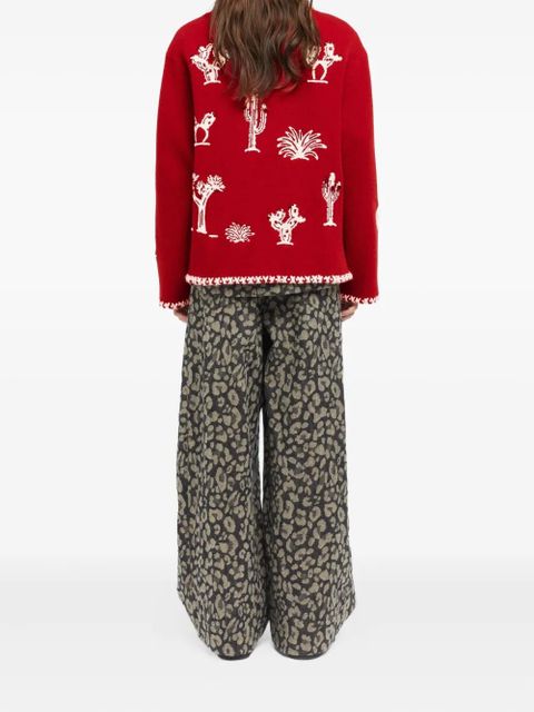 Alanui Remember Me palm-tree car wool jacket - 2701-Fire-White