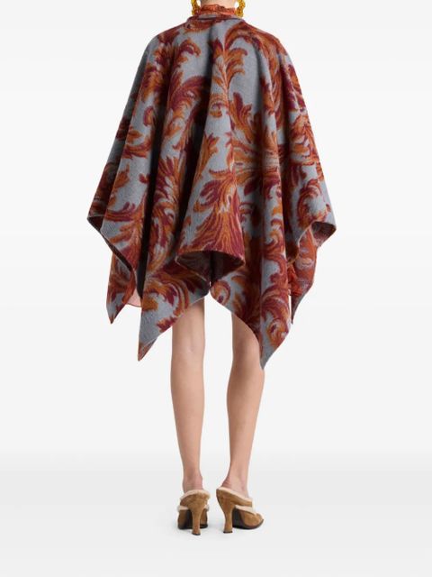 ETRO leaf-jacquard tassel cape - Blue