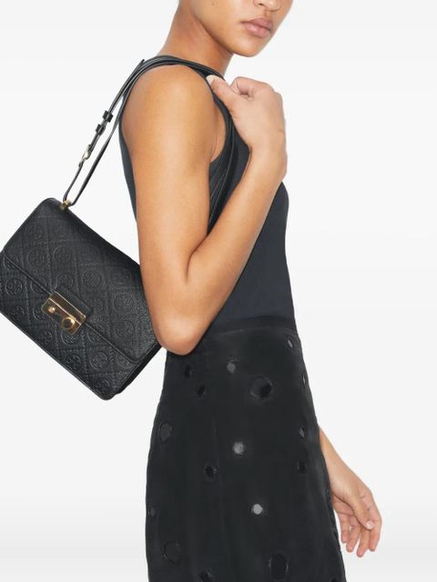 Tory Burch T-Monogram embossed leather shoulder bag - Black
