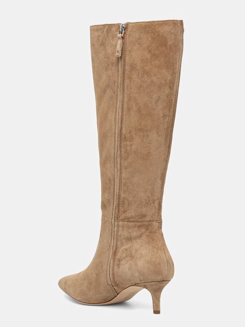 Lauren Ralph Lauren kozaki zamszowe Mckay Tl Hl damskie kolor beżowy na szpilce 802967811001