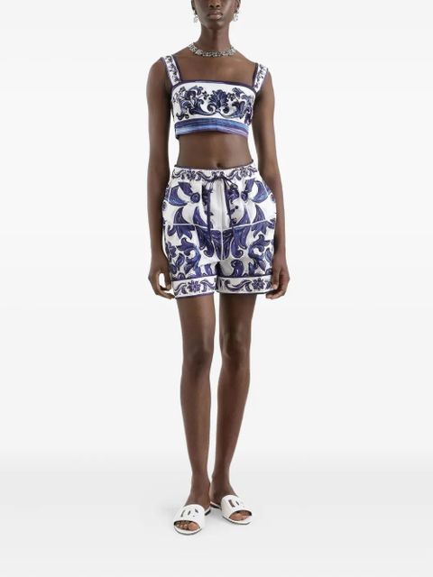 Dolce & Gabbana Majolica-print poplin shorts - Blue
