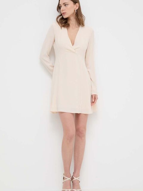 Patrizia Pepe sukienka kolor beżowy mini rozkloszowana 8A1279 A8I1