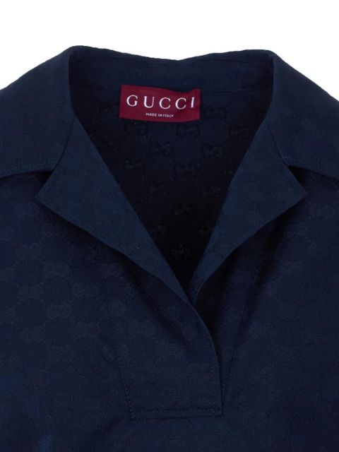 Gucci GG-logo V-neck top - Blue