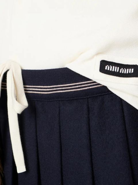 Miu Miu ribbed trim zippered polo shirt - White