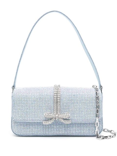 Self-Portrait rhinestone-embellished denim shoulder bag - Blue - zdjęcie produktu nr 1