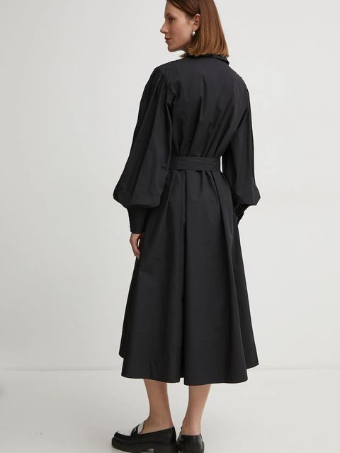 Karl Lagerfeld sukienka bawełniana kolor czarny midi prosta A1W13018 - zdjęcie produktu nr 2