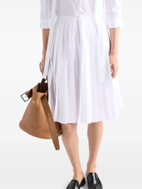 Prada pleated poplin shirt dress - White