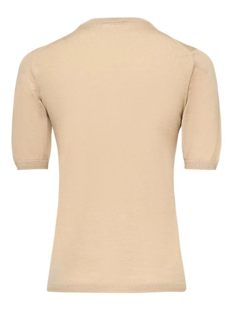 Max Mara short-sleeve round-neck knit T-shirt - Neutrals - zdjęcie produktu nr 2