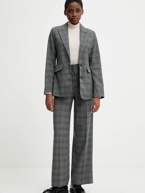 United Colors of Benetton spodnie damskie kolor szary proste high waist 4X8MDF07F