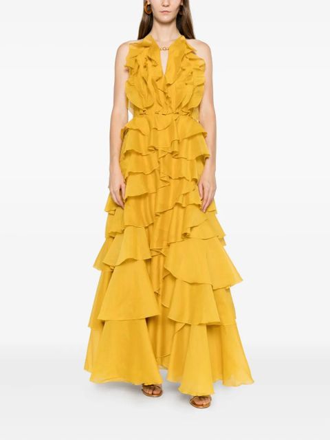 Aje Cleo ruffled gown maxi dress - Yellow