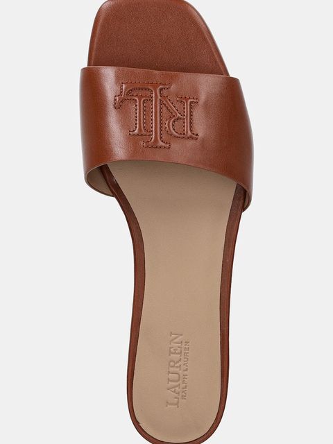 Lauren Ralph Lauren klapki skórzane Everley Sld damskie kolor brązowy 802959142002