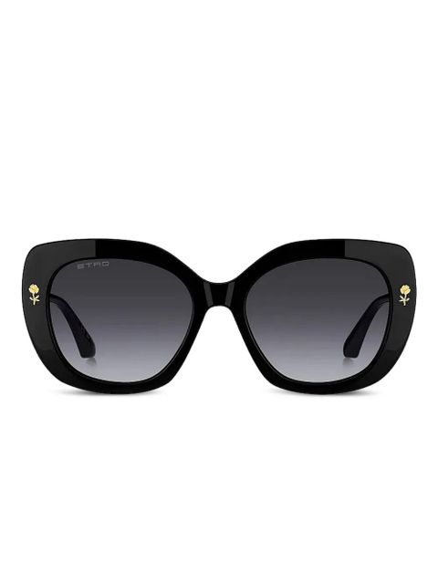 ETRO rose-embellished geometric sunglasses - Black - zdjęcie produktu nr 1