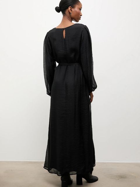 Answear.LAB sukienka kolor czarny maxi oversize