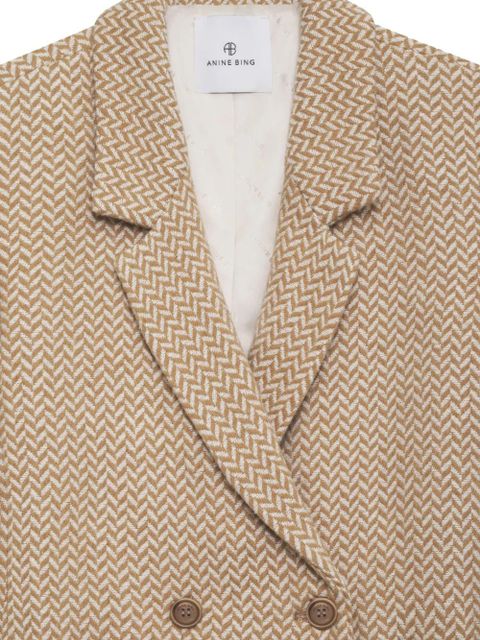 ANINE BING Fishbone double-breasted blazer - Neutrals