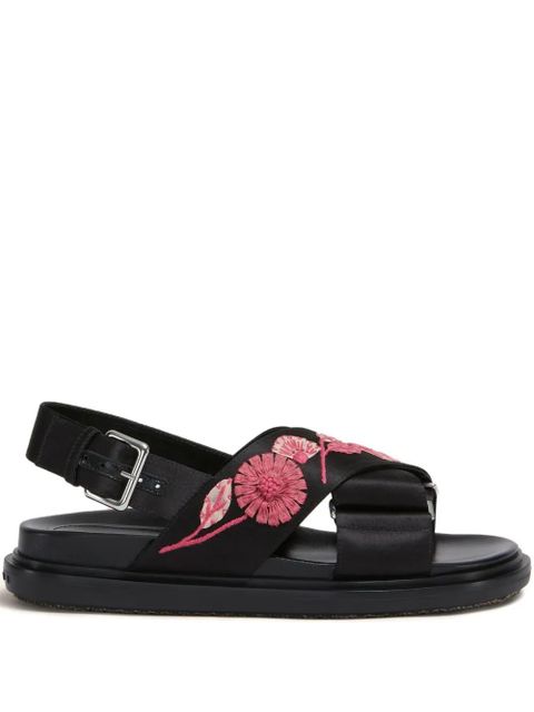 Marni Fussbett floral-embellished sandals - Black - zdjęcie produktu nr 1