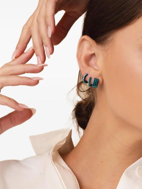 EÉRA 18K white gold square mini hoop - Silver - zdjęcie produktu nr 2