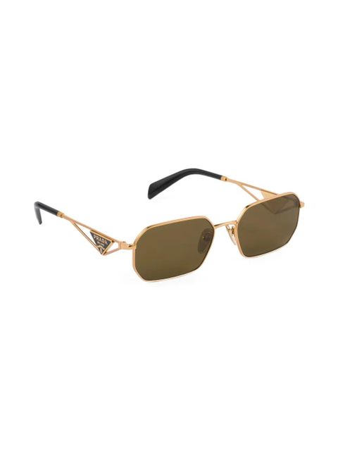 Prada Eyewear triangle-logo rectangle-frame sunglasses - Gold