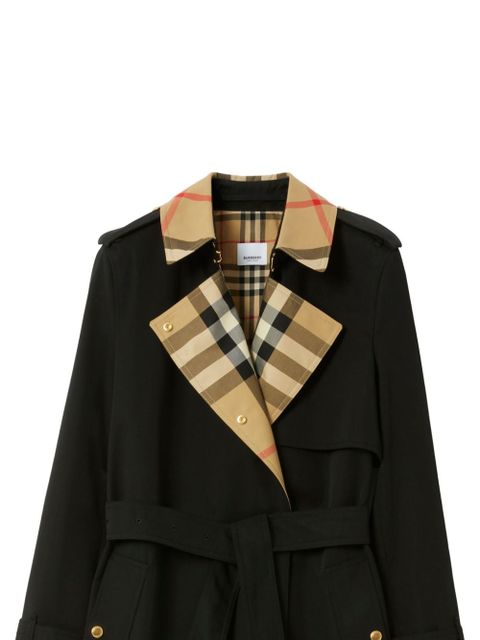 Burberry Check Panel cotton trench coat - Black - zdjęcie produktu nr 2