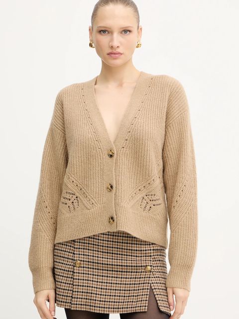 BOSS Orange kardigan z wełną damski kolor zielony 50548940 - zdjęcie produktu nr 1