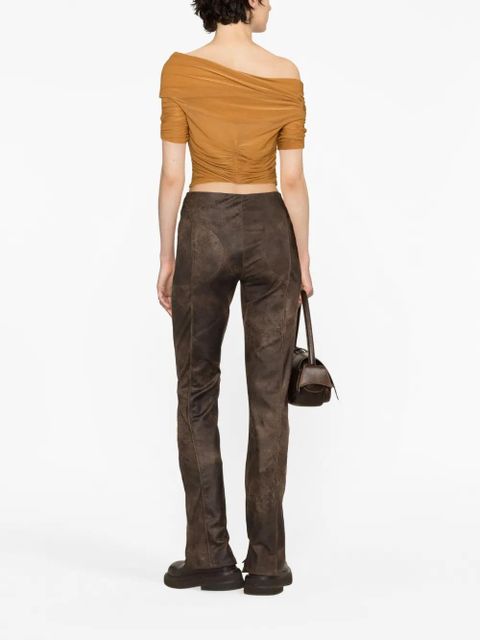 MISBHV cracked-effect faux-leather trousers - Brown