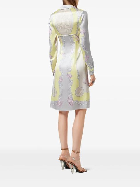 Versace Cameo silk midi shirt dress - Yellow