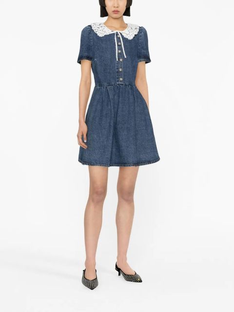Self-Portrait lace-trim denim minidress - Blue - zdjęcie produktu nr 2