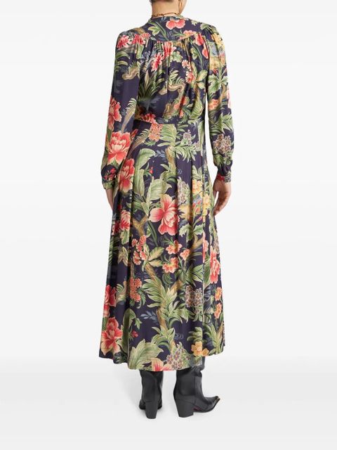 ETRO floral-printed twill shirt dress - Blue