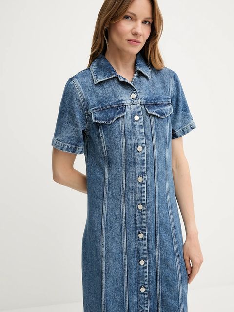 Tommy Hilfiger sukienka jeansowa kolor niebieski midi prosta WW0WW46638