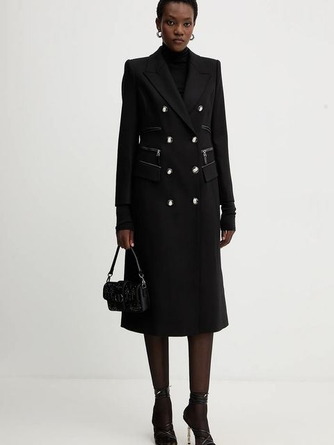 Elisabetta Franchi płaszcz kolor czarny CP01056E2