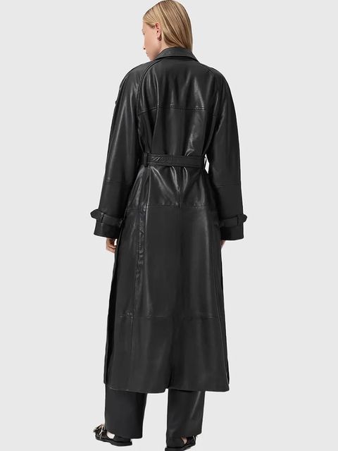 AllSaints płaszcz skórzany REED kolor czarny W004LD