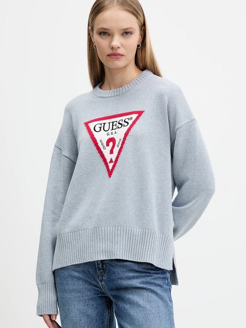 Guess Jeans sweter bawełniany kolor niebieski lekki W4BR12 Z3HM1 - zdjęcie produktu nr 1