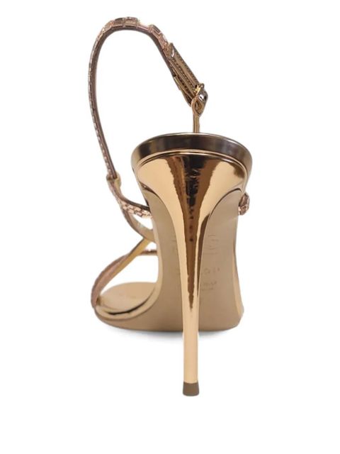 Casadei 100mm crystal-embellished slingback sandals - Gold