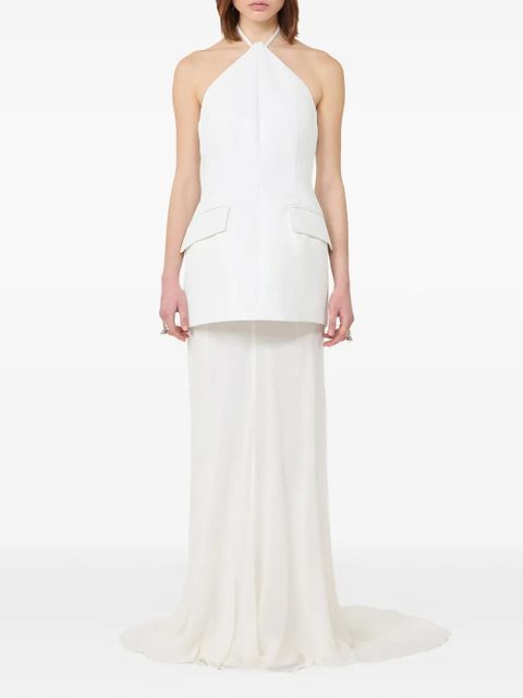 Sportmax halterneck flap-pocket dress - White - zdjęcie produktu nr 2