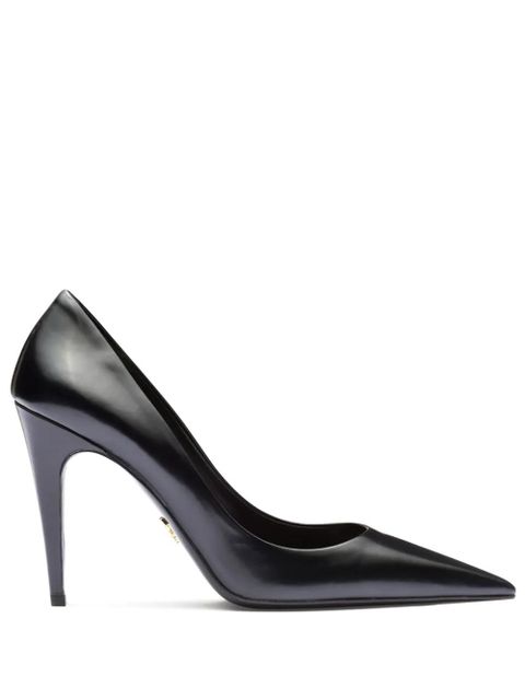 Prada 100mm brushed-leather pumps - Black - zdjęcie produktu nr 1