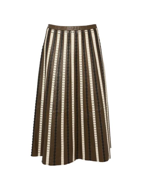 Yves Salomon perforated leather midi skirt - Brown - zdjęcie produktu nr 1