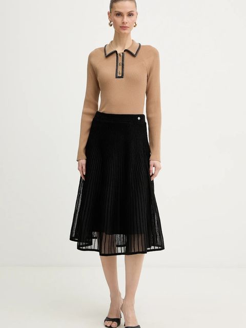 Karl Lagerfeld spódnica kolor czarny midi rozkloszowana B1W12028