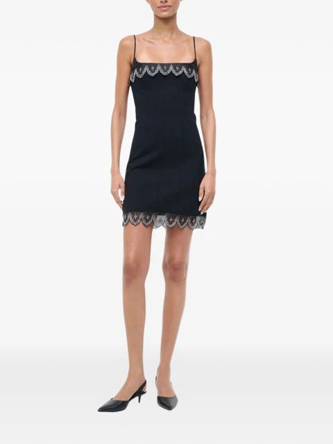 STAUD Colette beaded-trim mini dress - Black
