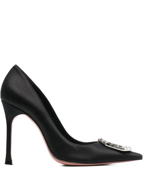Amina Muaddi 105mm Camelia crystal-embellished pointed-toe pumps - Black - zdjęcie produktu nr 1