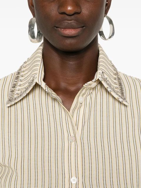 Golden Goose crystal-embellished striped shirt - Neutrals