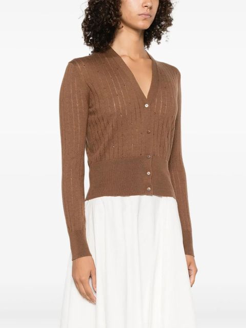 Max Mara ribbed embellished cardigan - Brown