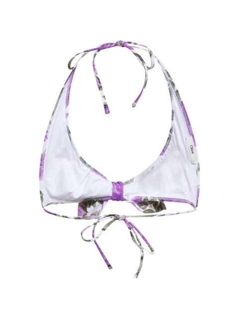Chloé bow rose-print bikini top - Purple - zdjęcie produktu nr 2