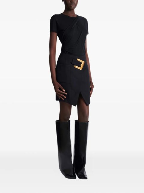 Balmain Grain De Poudre belt-detail mini skirt - Black