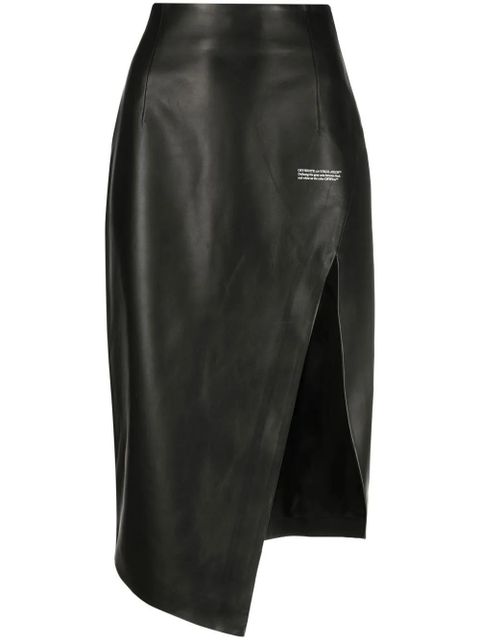 Off-White side-slit leather skirt - Black - zdjęcie produktu nr 1