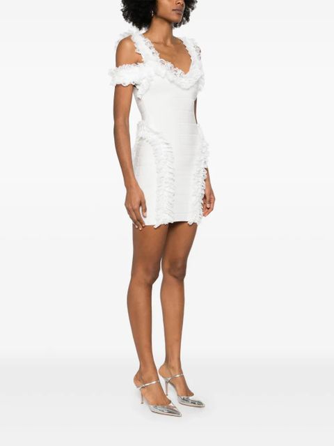 Self-Portrait x Christopher Kane knit ruffle mini dress - White