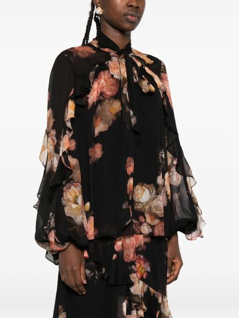 ZIMMERMANN ruffled floral-print blouse - Black