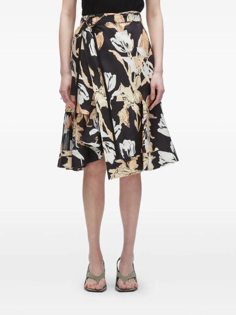 3.1 Phillip Lim floral-print ruffled skirt - Black