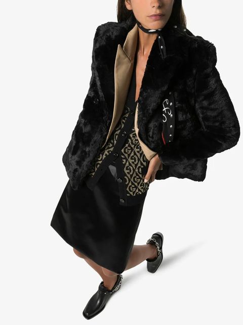 Saint Laurent faux fur peacoat - Black - zdjęcie produktu nr 2