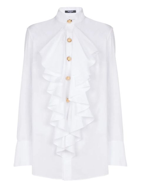 Balmain ruffled poplin shirt - White - zdjęcie produktu nr 1
